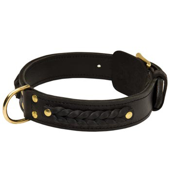 Braided Amstaff Leather Dog Collar 