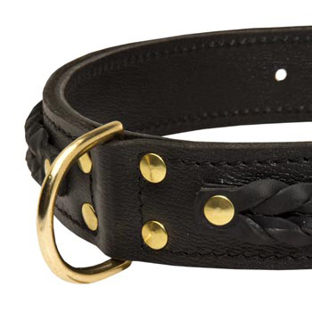 Amstaff Wide Leather Collar with D-ring