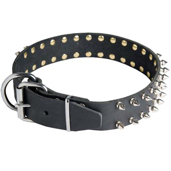 Spiked Leather Dog Collar for Amstaff Fashion Walking