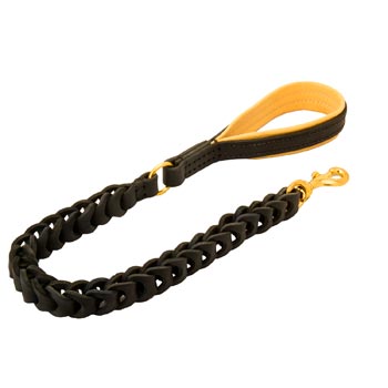 Leather Amstaff Leash with Brass Snap Hook and O-ring