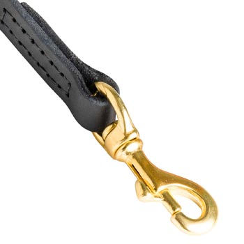 Amstaff Leather Leash with Massive Gold-like Snap Hook