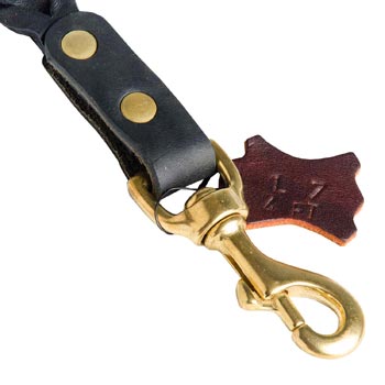 Solid Snap Hook Hand Riveted to the Leather Amstaff Leash