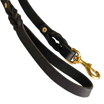 Dog Leash Leather with Snap Hook Brass-Made for Amstaff