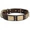 Designer War-Style Leather Amstaff Collar with Spikes and Plates