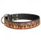 Handpainted Leather Amstaff Collar with Red Flames