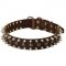 3 Rows Leather Spiked and Studded Amstaff Collar