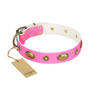 "Beauty Queen" FDT Artisan Pink Leather Cane Corso Collar with Gentle Decorations