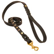 Studded Leather Amstaff Leash for Dog Walking and Training
