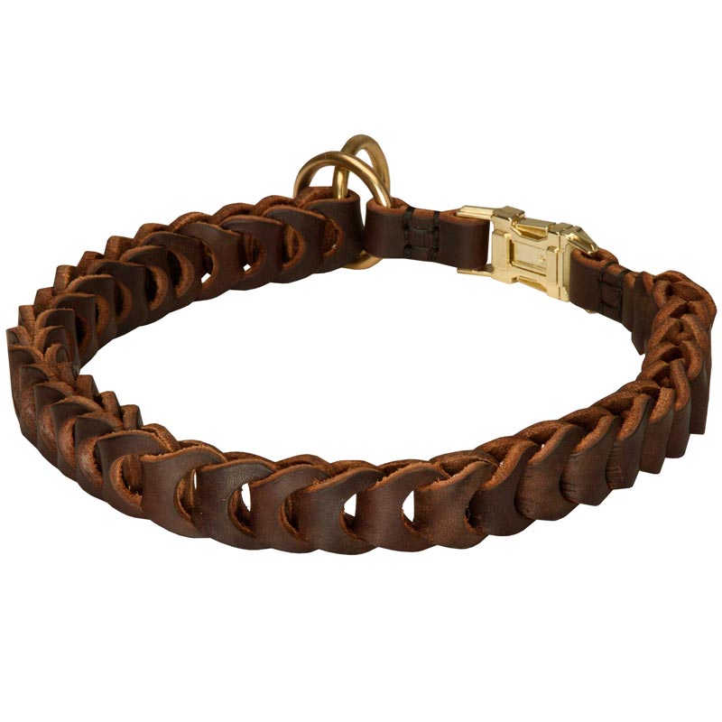 Amstaff Choke Leather Collar Braided