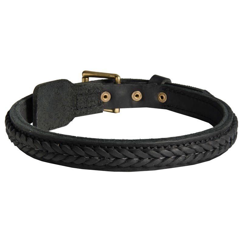 Amstaff Braided Leather Collar 1 Inch