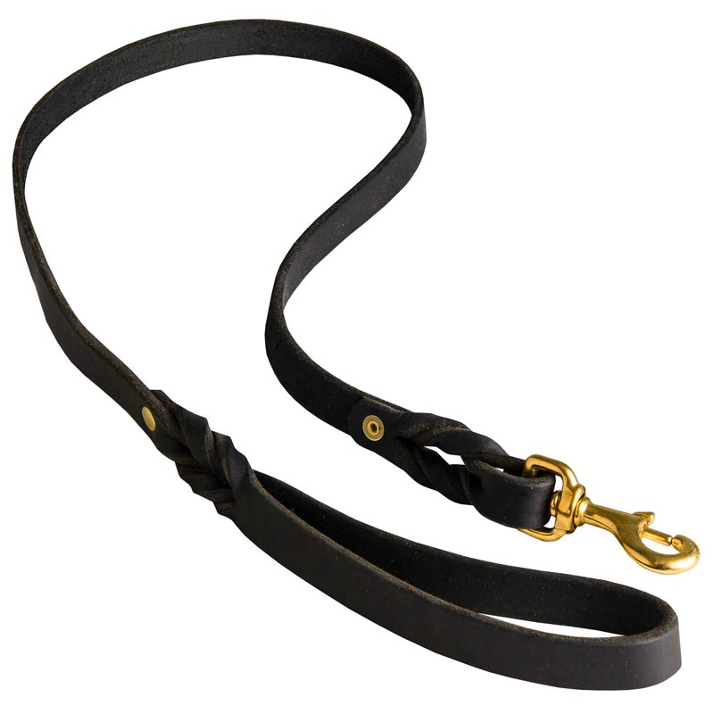 Walking Training Leather Amstaff Leash Braided