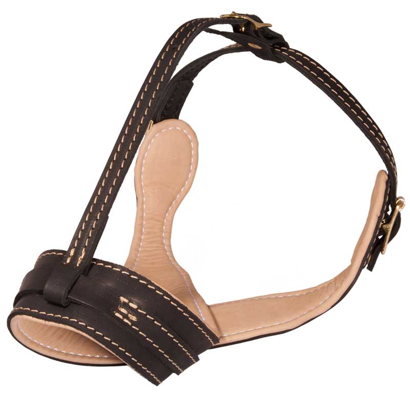 Royal Anti-Barking Leather Amstaff Muzzle with Nappa Leather Lining