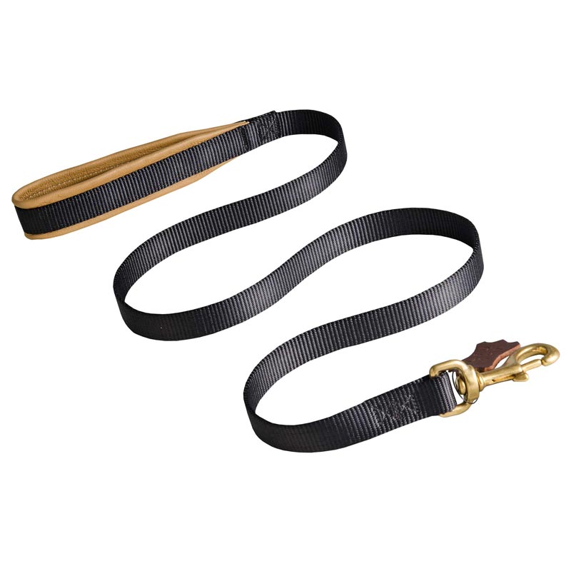 No Rubbing Nylon Amstaff Leash with Support Leather Material on the Handle - Click Image to Close