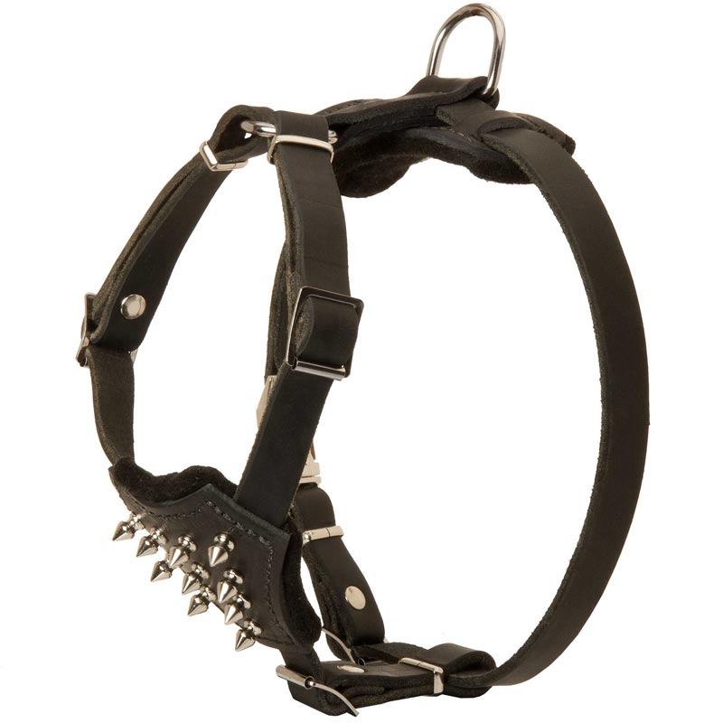 Durable Spiked Leather Puppy Amstaff Harness