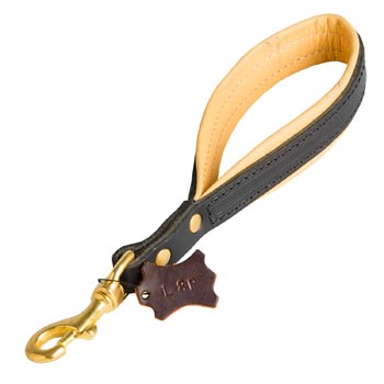 Padded on the Handle Leather Amstaff Leash with Brass Snap Hook